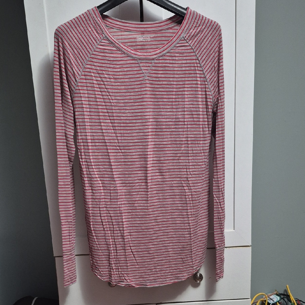 GAP Pink Striped Long Sleeve Tee